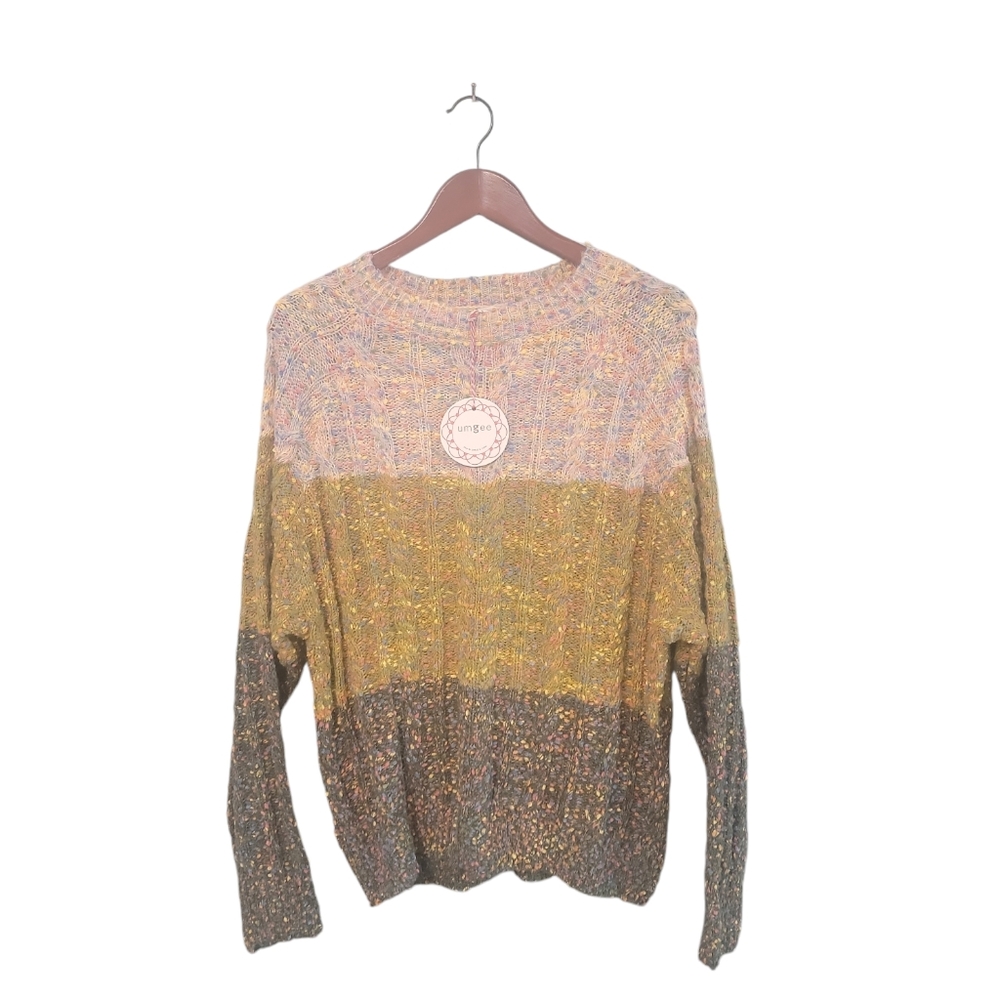 Umgee NWT Stripe Colorful Fall Homestead Sweater Cozy Size Large